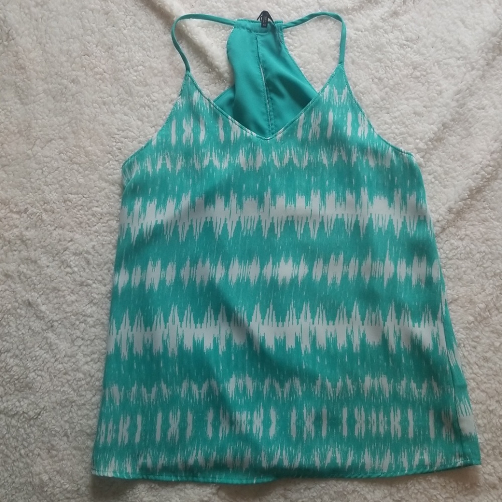 Reversible mint green/white tank